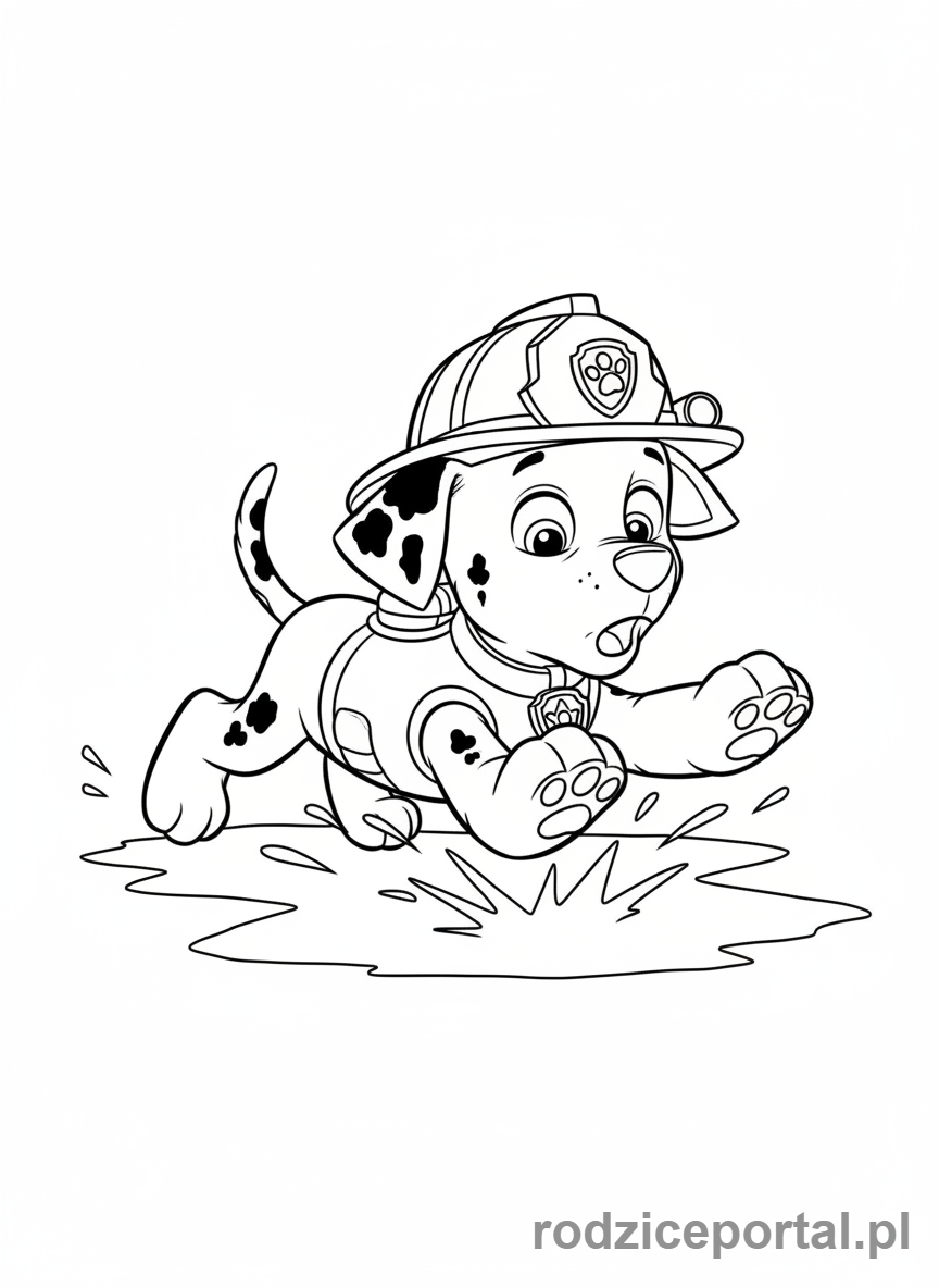 Kolorowanka Psi Patrol - Marshall ślizgający się na lodzie