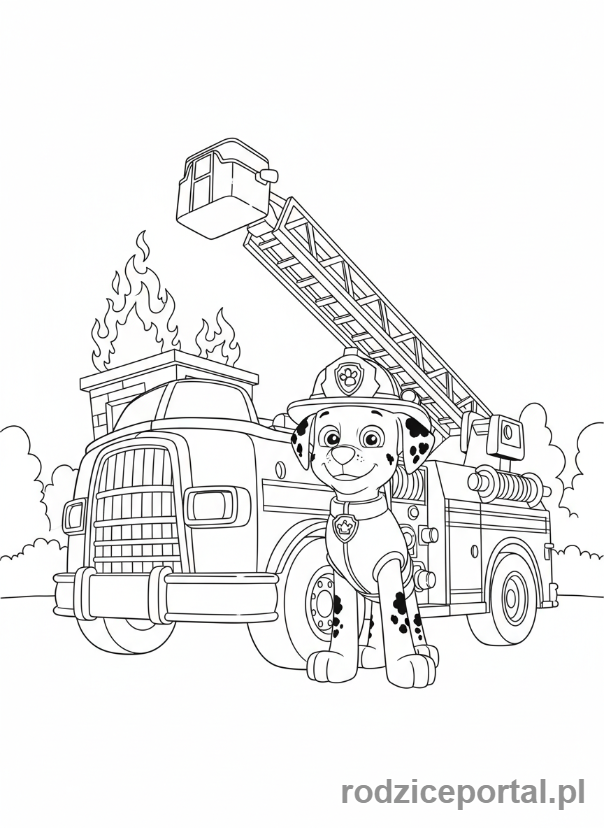 Kolorowanka Psi Patrol - Marshall z hydrulem