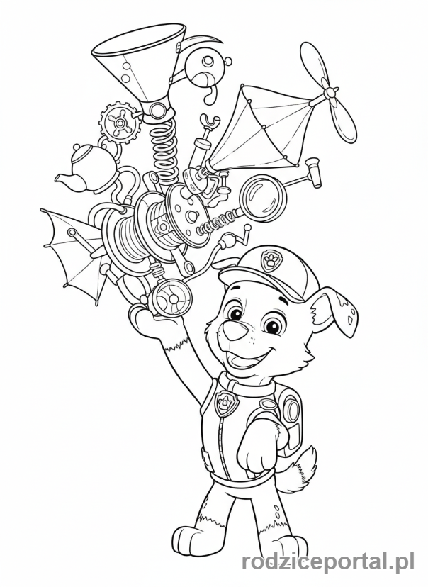 Kolorowanka Psi Patrol - Rocky z innowacyjnym wynalazkiem
