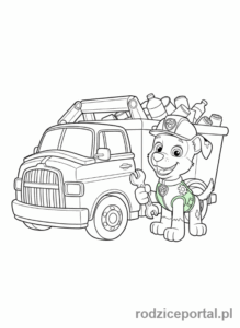 Kolorowanka Psi Patrol - Rocky zbiera recykling