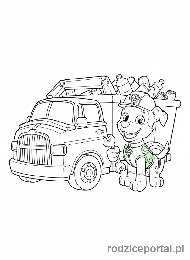 Kolorowanka Psi Patrol - Rocky zbiera recykling