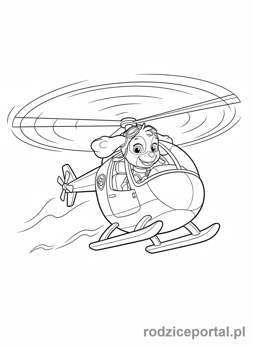 Kolorowanka Psi Patrol - Skye lata helikopterem