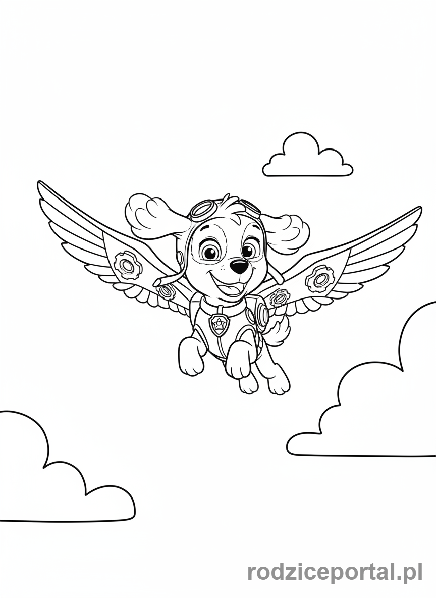 Kolorowanka Psi Patrol - Skye z plecakiem odrzutowym