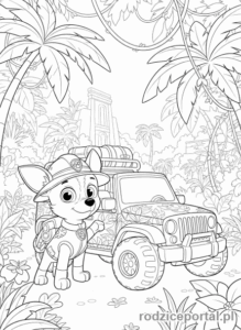Kolorowanka Psi Patrol - Tracker w dżungli