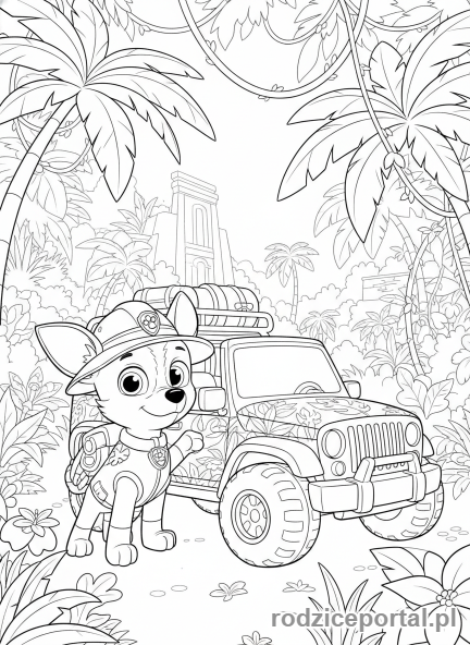 Kolorowanka Psi Patrol - Tracker w dżungli