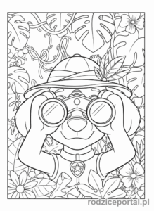 Kolorowanka Psi Patrol - Tracker z lornetką