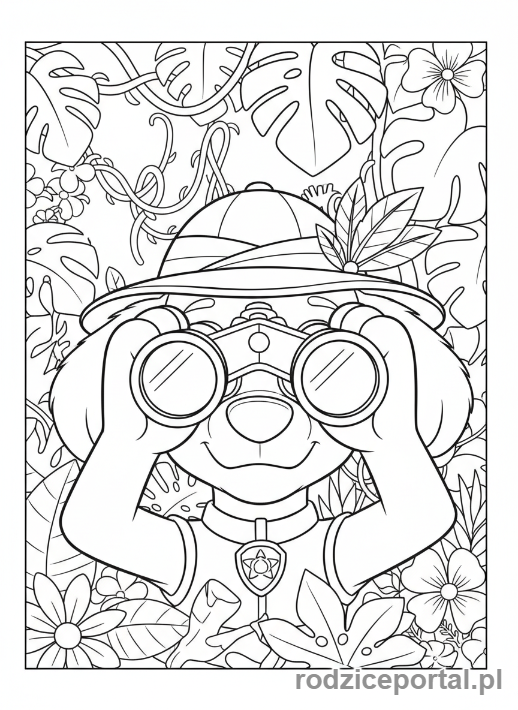 Kolorowanka Psi Patrol - Tracker z lornetką