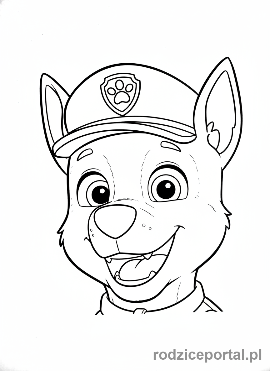 Kolorowanka Psi Patrol - Uśmiechnięty Chase