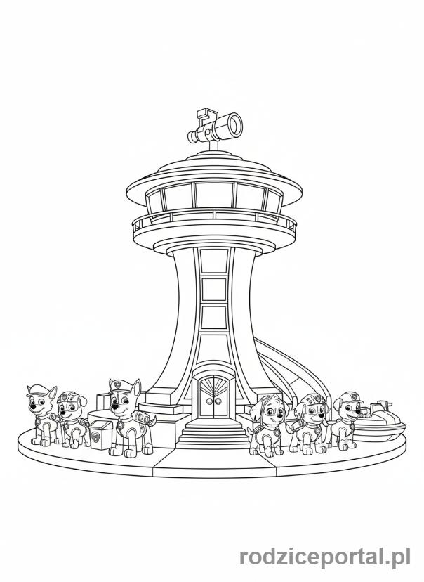 Kolorowanka Psi Patrol - Wieża Kontrolna Psiego Patrolu