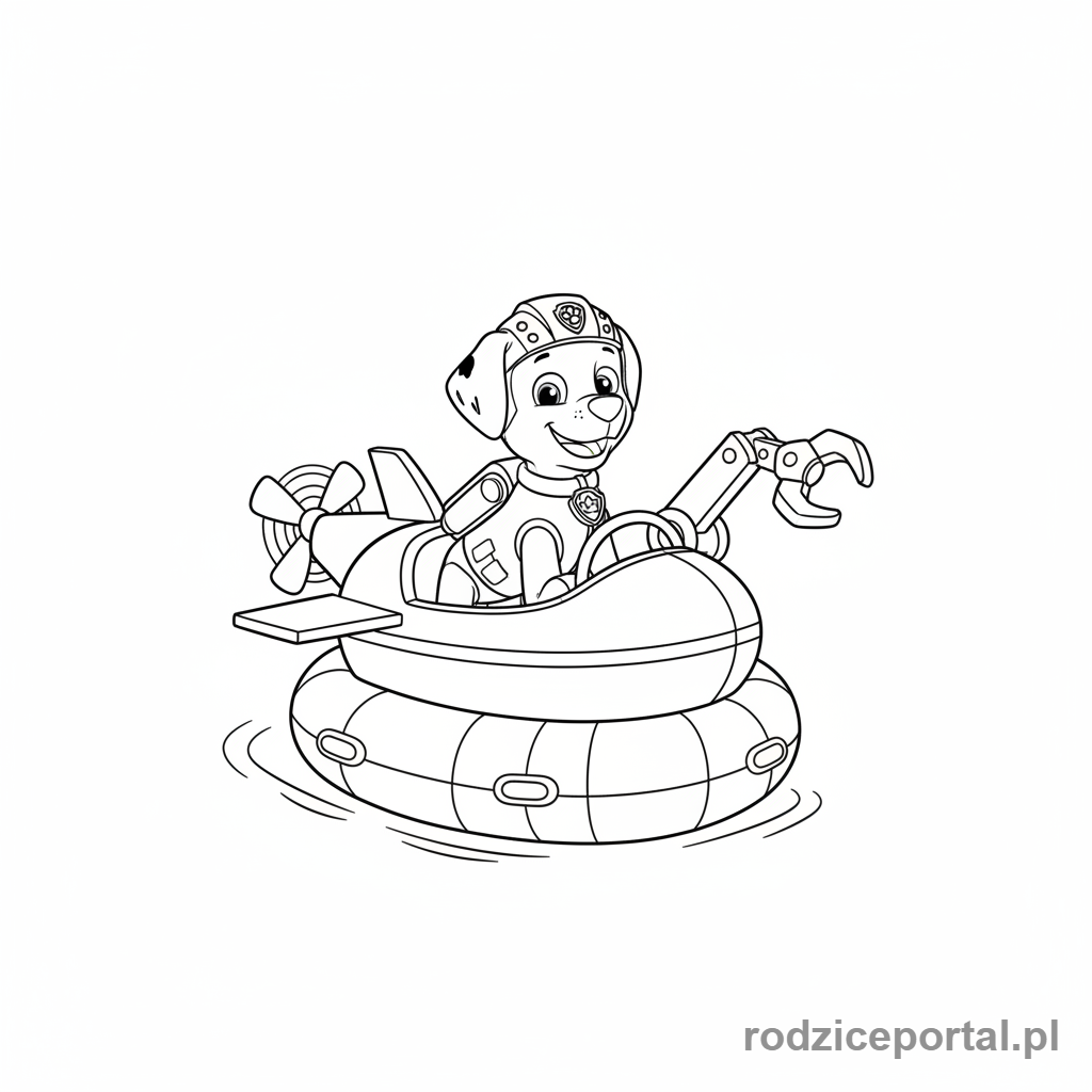 Kolorowanka Psi Patrol - Zuma w swoim poduszkowcu.