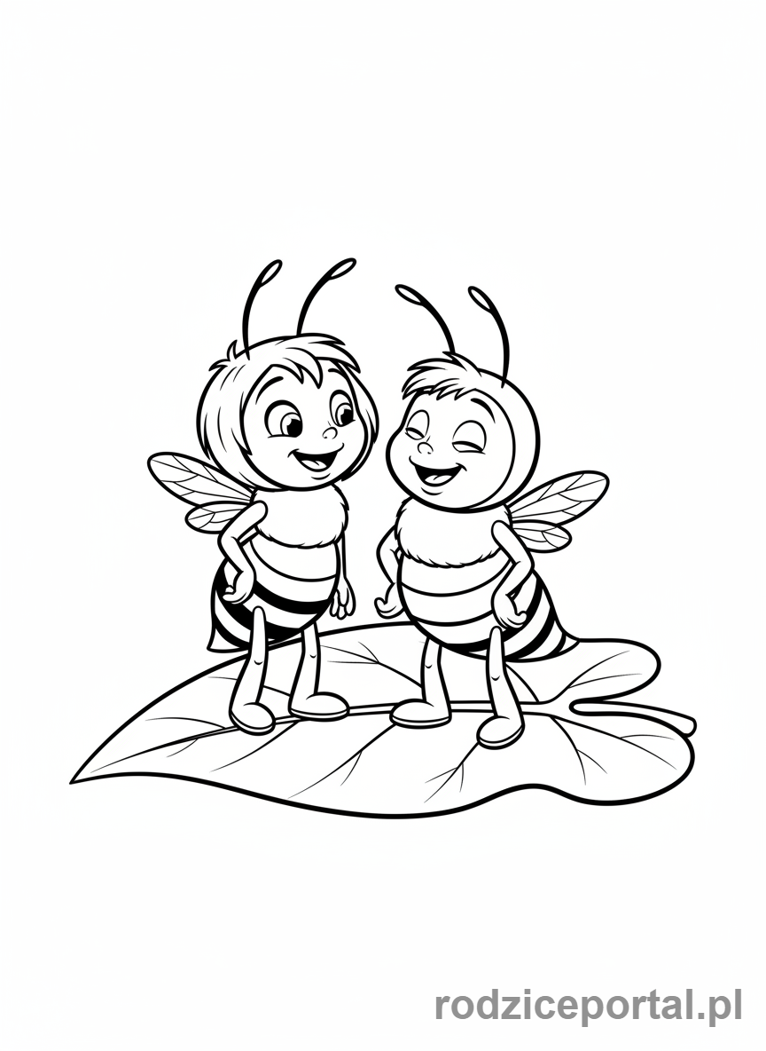 Kolorowanka Pszczółka Maja - Pszczółka Maja i Gucio rozmawiający.