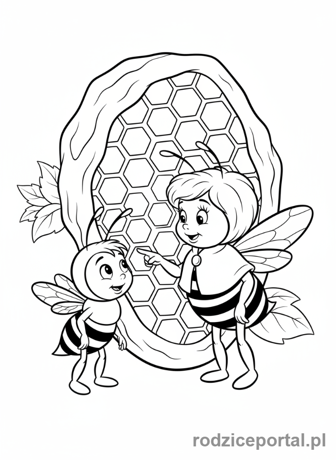 Kolorowanka Pszczółka Maja - Pszczółka Maja z Panią Kasandrą.