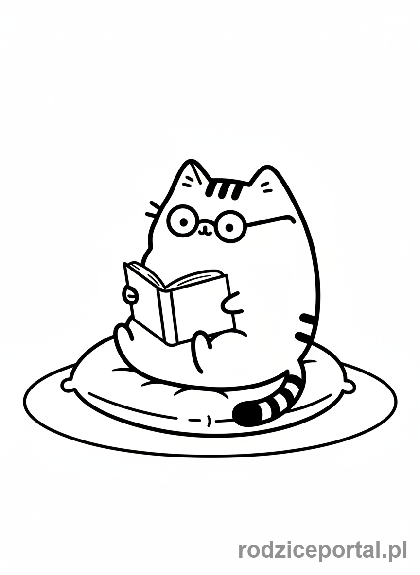 Kolorowanka Pusheen - Pusheen czytająca książkę