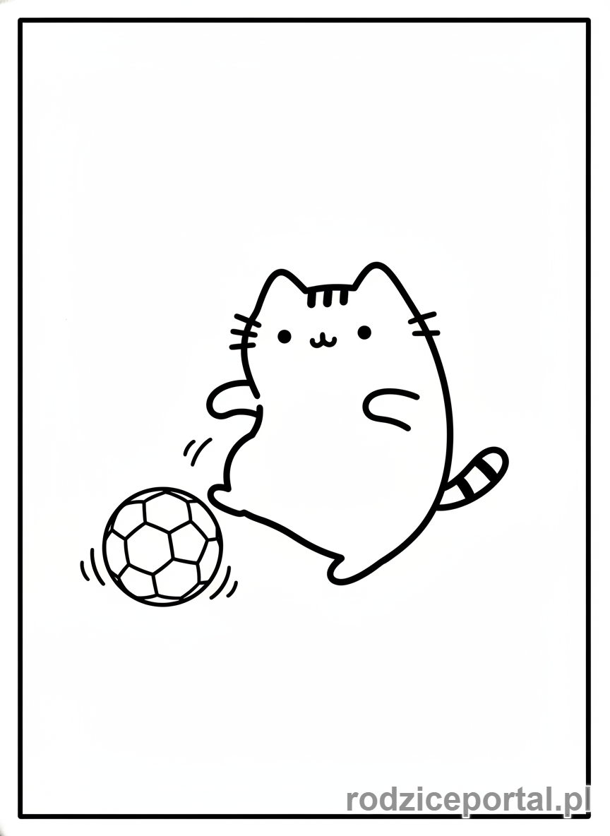 Kolorowanka Pusheen - Pusheen grająca w piłkę nożną