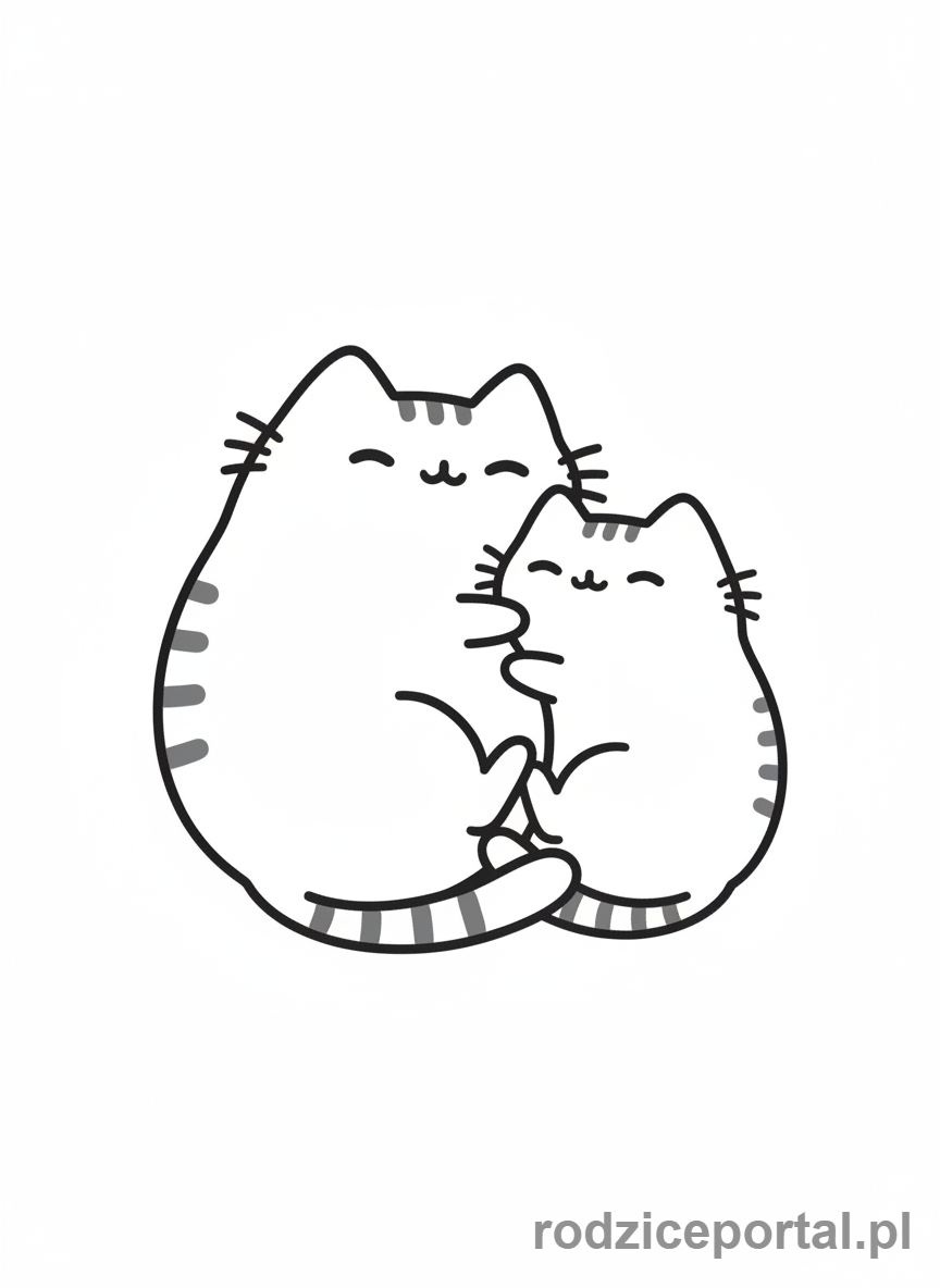 Kolorowanka Pusheen - Pusheen i Pip leżący razem