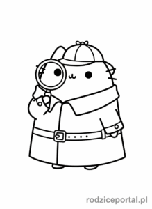Kolorowanka Pusheen - Pusheen jako detektyw z lupą