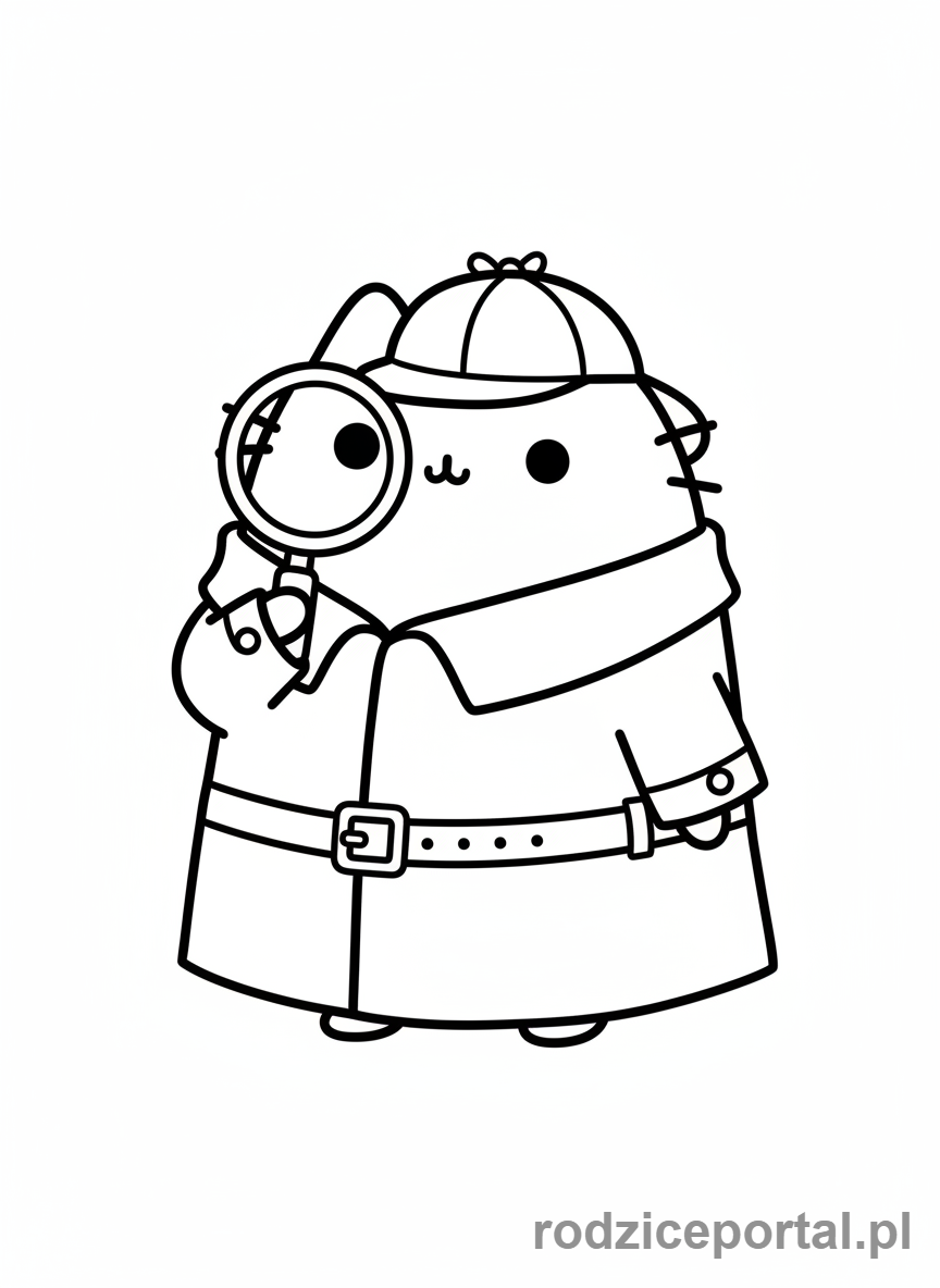 Kolorowanka Pusheen - Pusheen jako detektyw z lupą