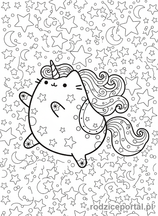 Kolorowanka Pusheen - Pusheen jako jednorożec