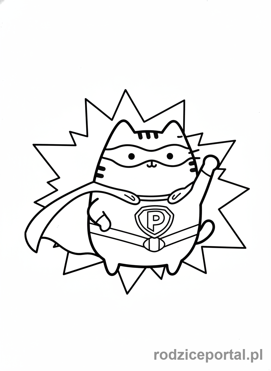 Kolorowanka Pusheen - Pusheen jako superbohaterka