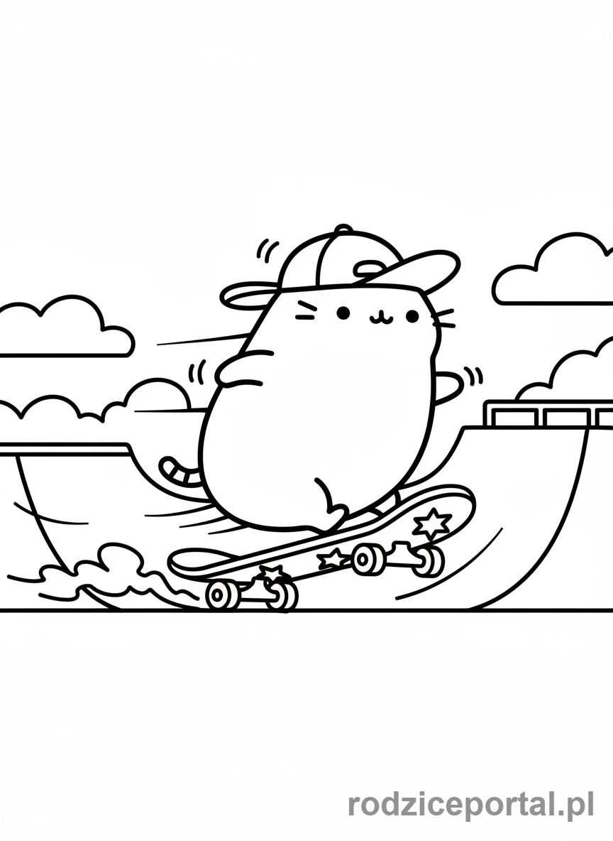 Kolorowanka Pusheen - Pusheen na deskorolce