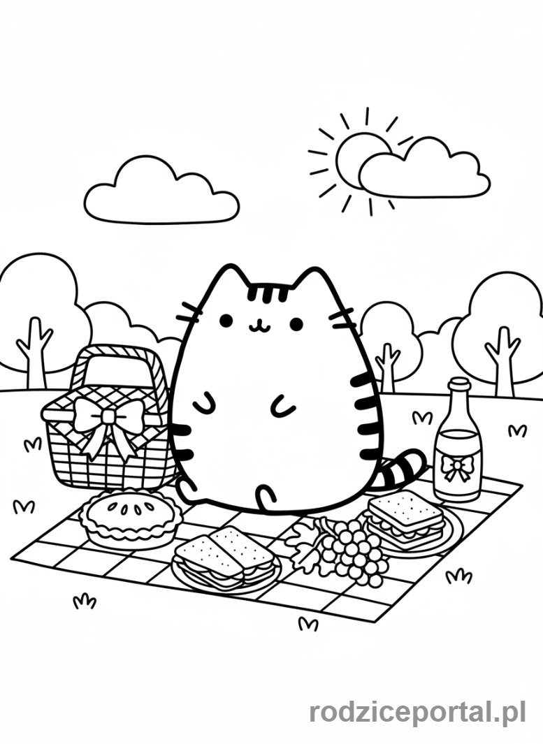 Kolorowanka Pusheen - Pusheen na pikniku