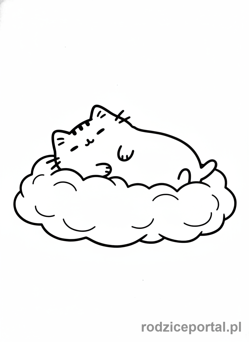 Kolorowanka Pusheen - Pusheen śpiąca na chmurze