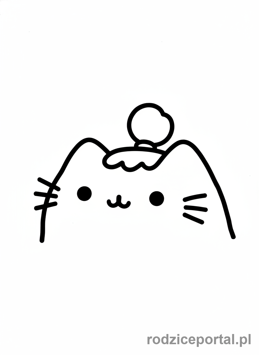 Kolorowanka Pusheen - Pusheen z kucykiem z gumek