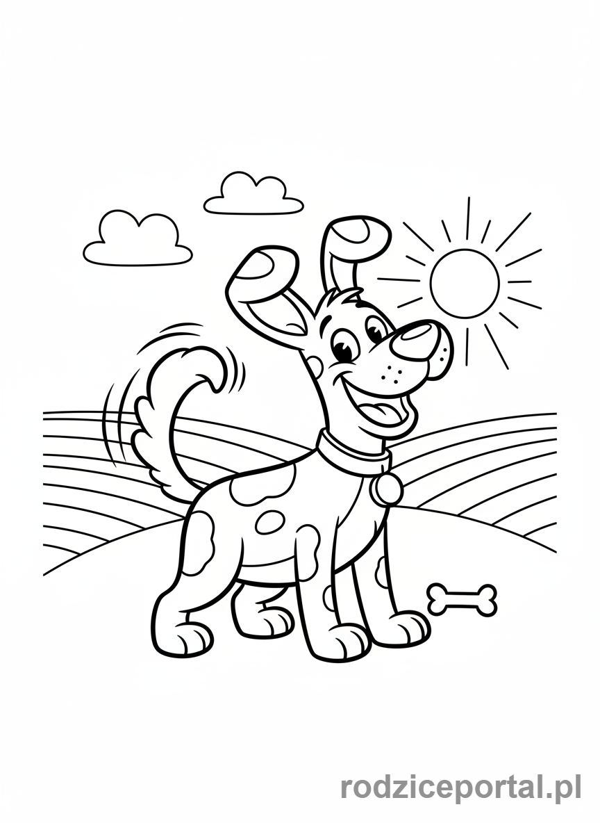 Kolorowanka Reksio - Reksio machający ogonem