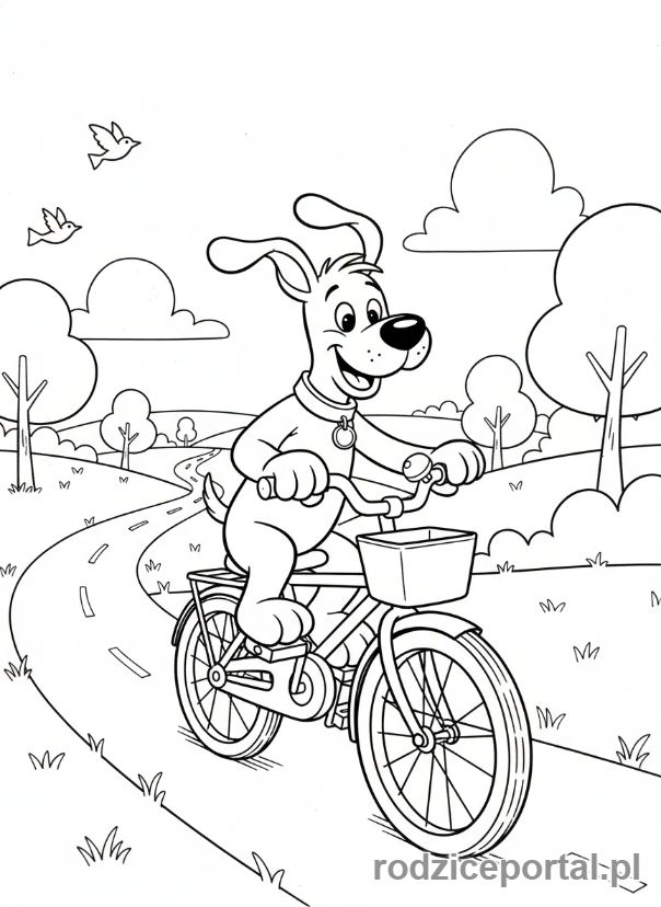 Kolorowanka Reksio - Reksio na rowerze
