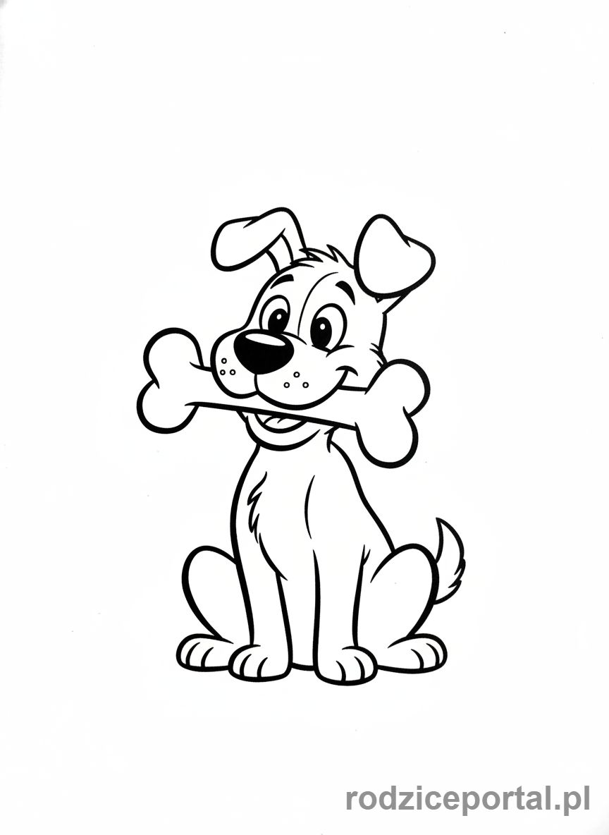 Kolorowanka Reksio - Reksio z kością