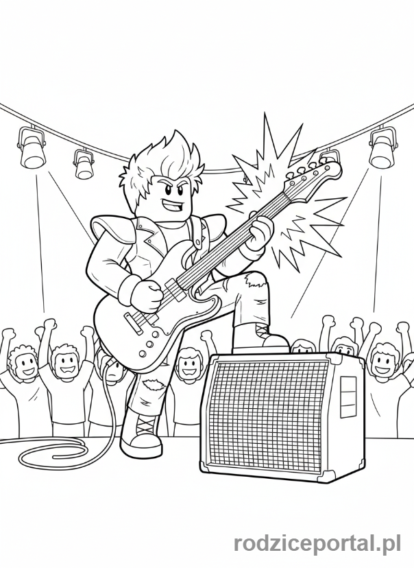 Kolorowanka Roblox - Avatar Roblox grający na gitarze