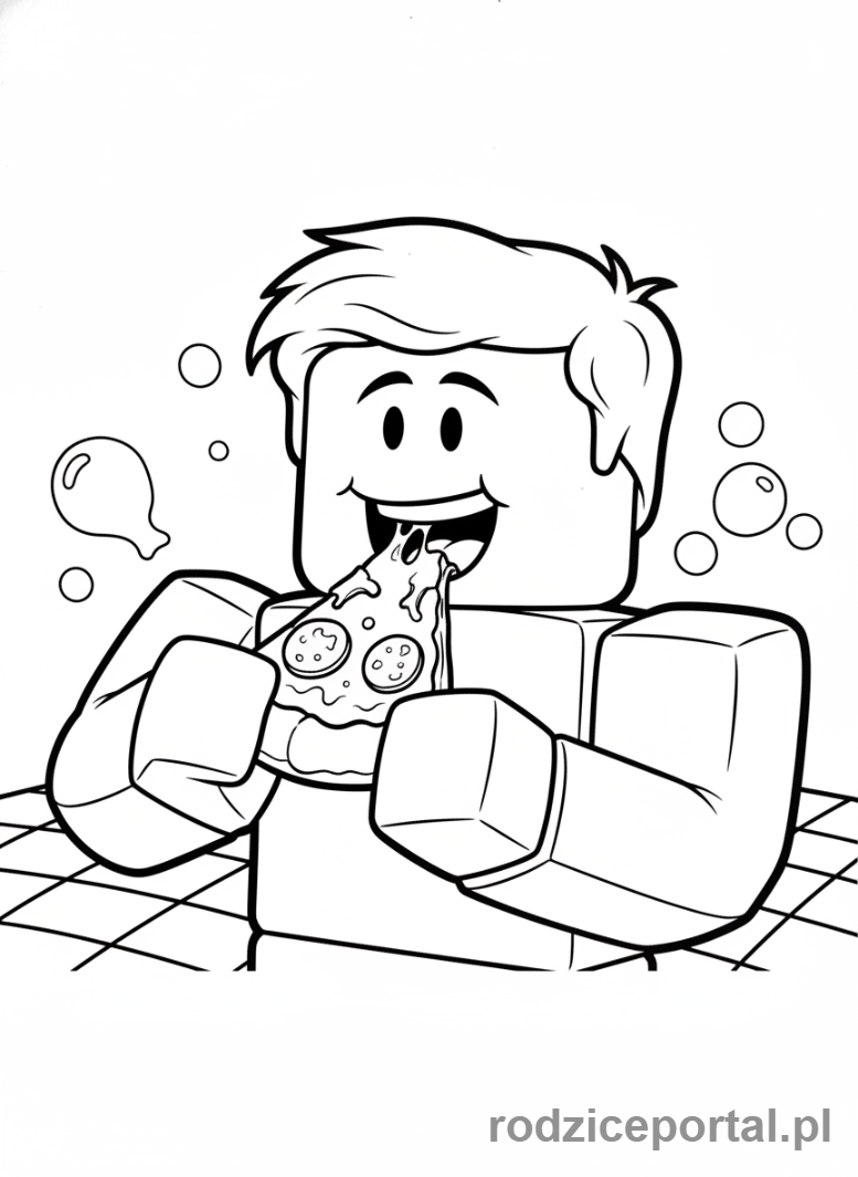 Kolorowanka Roblox - Avatar Roblox jedzący pizzę