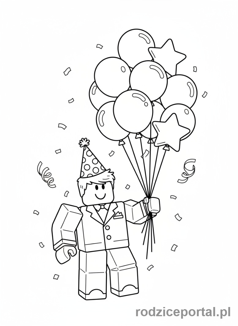 Kolorowanka Roblox - Avatar Roblox z balonami