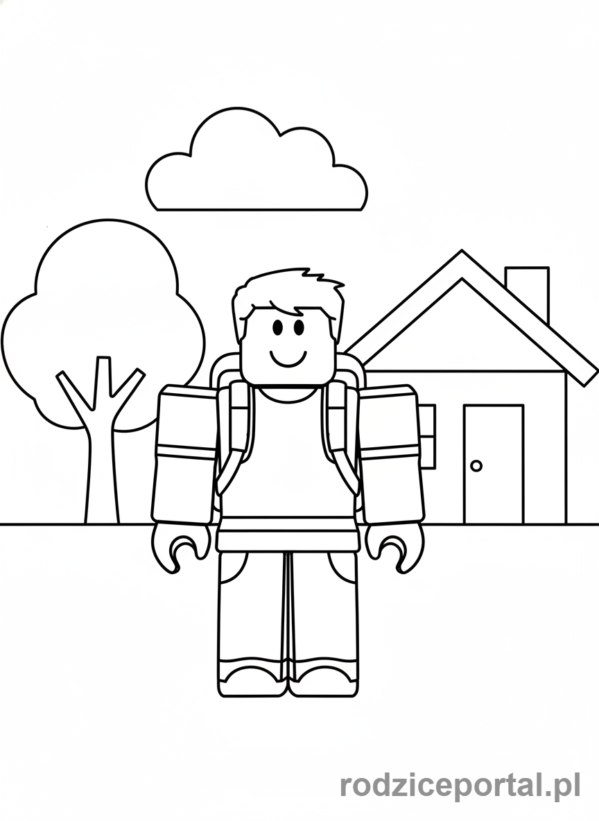 Kolorowanka Roblox - Avatar Roblox z plecakiem