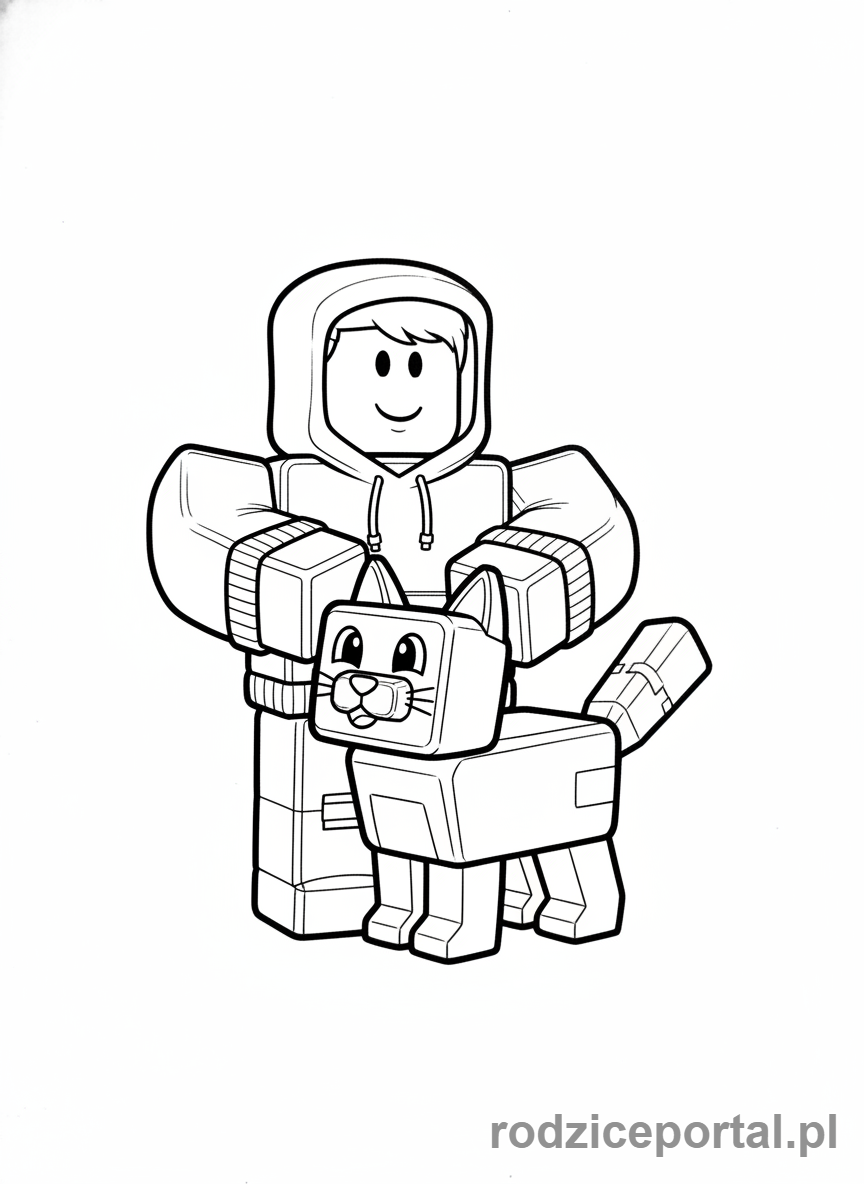 Kolorowanka Roblox - Avatar Roblox z uroczym zwierzakiem