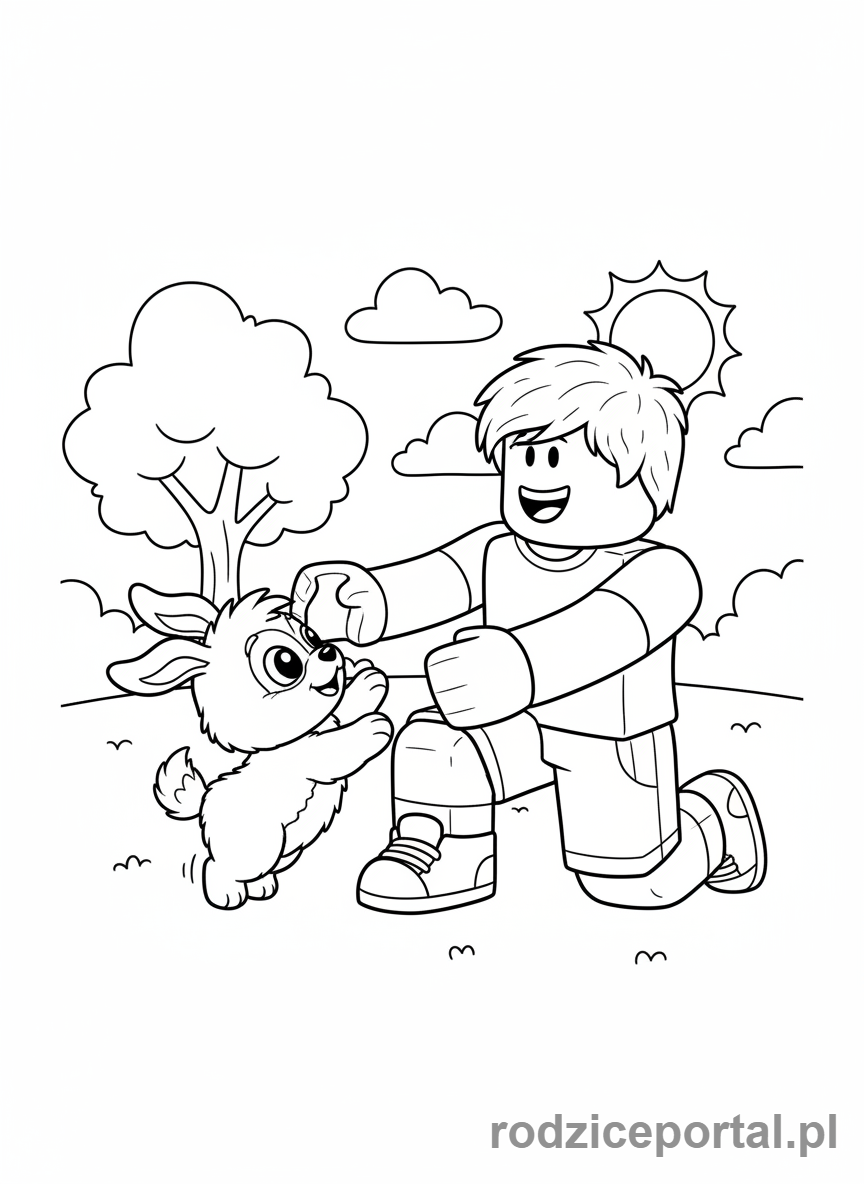 Kolorowanka Roblox - Avatar Roblox z uroczym zwierzakiem