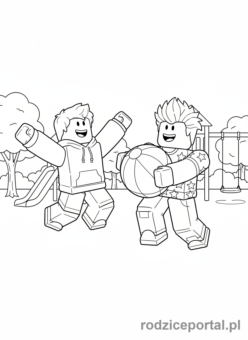Kolorowanka Roblox - Dwa avatary Roblox grające razem
