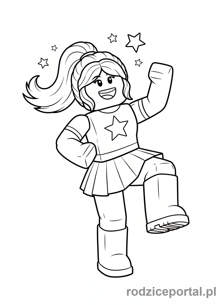 Kolorowanka Roblox - Dziewczęca postać Roblox tańcząca