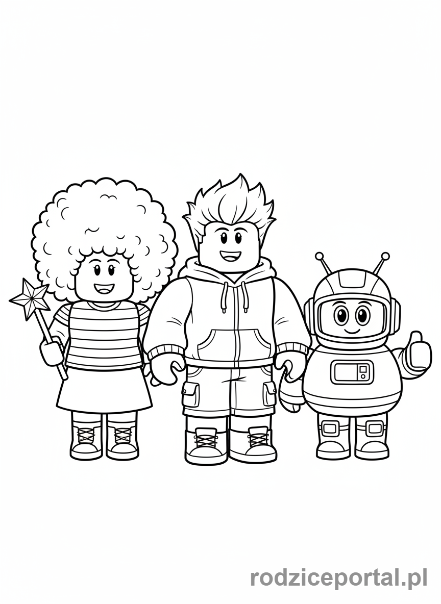 Kolorowanka Roblox - Grupa trzech postaci Roblox