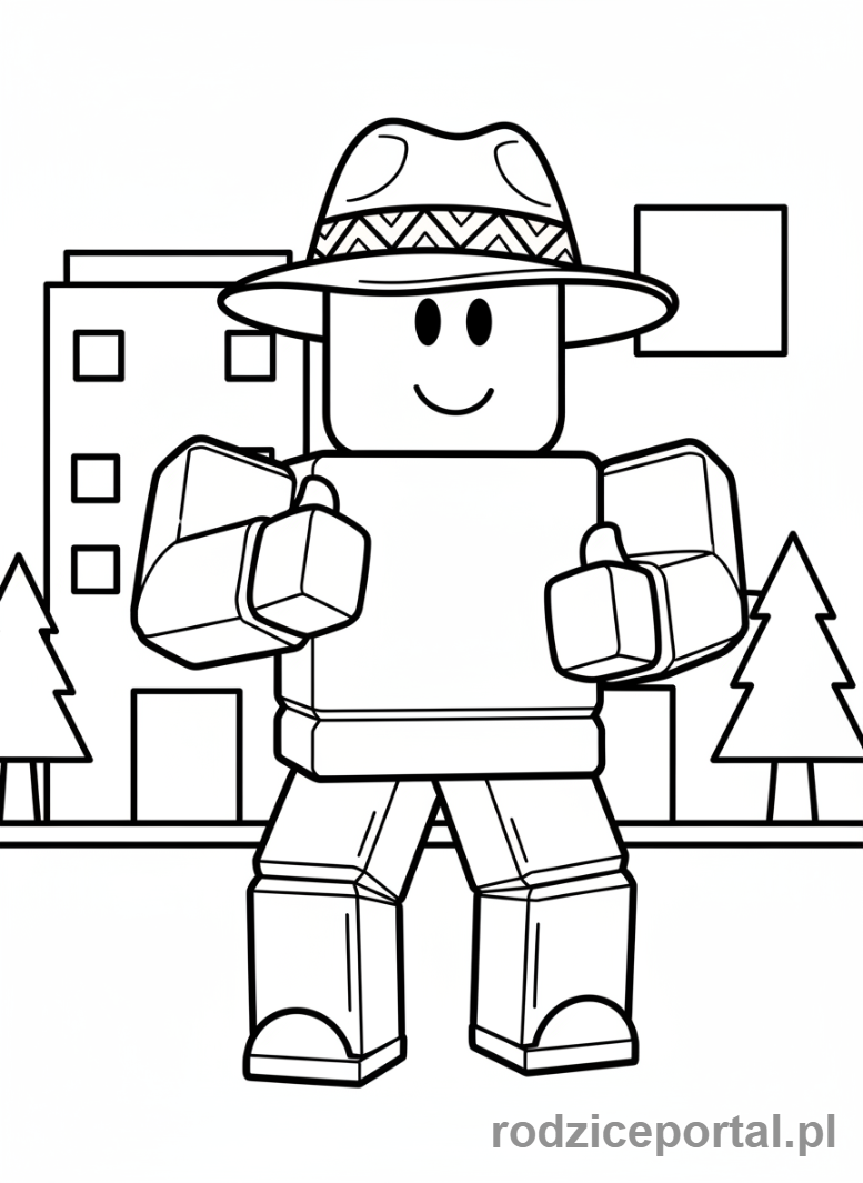 Kolorowanka Roblox - Klasyczna postać Roblox w czapce