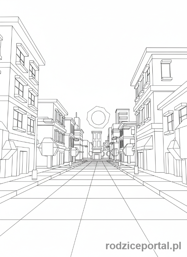 Kolorowanka Roblox - Scena z miastem w stylu Roblox