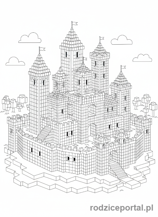 Kolorowanka Roblox - Zamek z klocków Roblox
