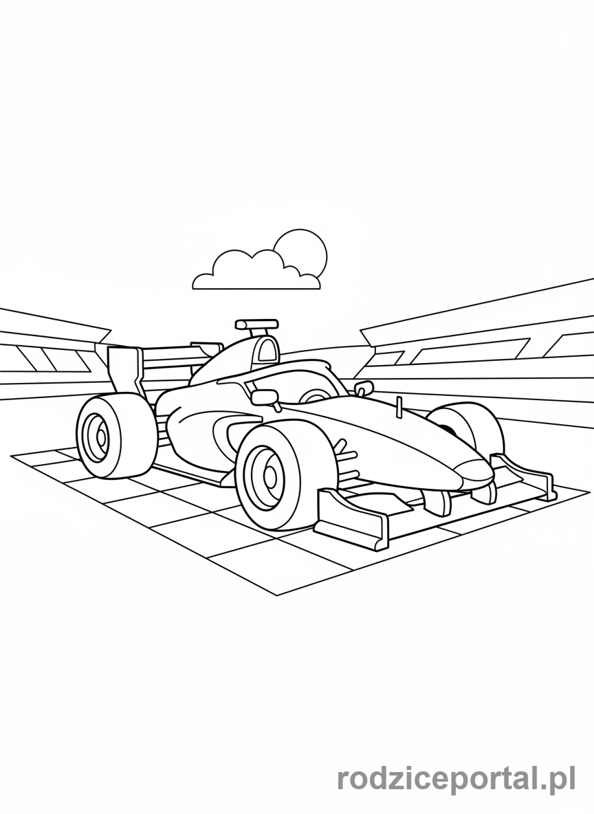 Kolorowanka Samochody Wyścigowe - Bolid F1 na starcie.
