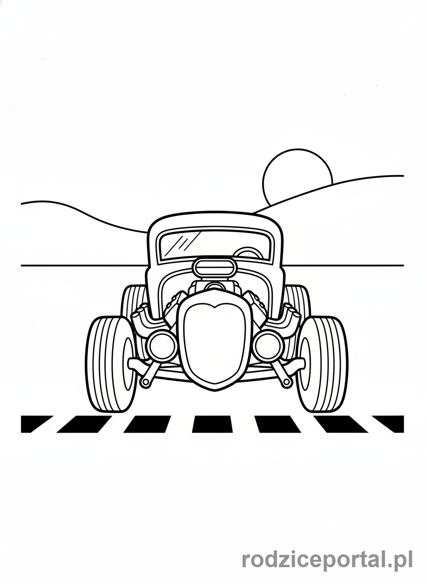 Kolorowanka Samochody Wyścigowe - Hot Rod wyścigowy na starcie.