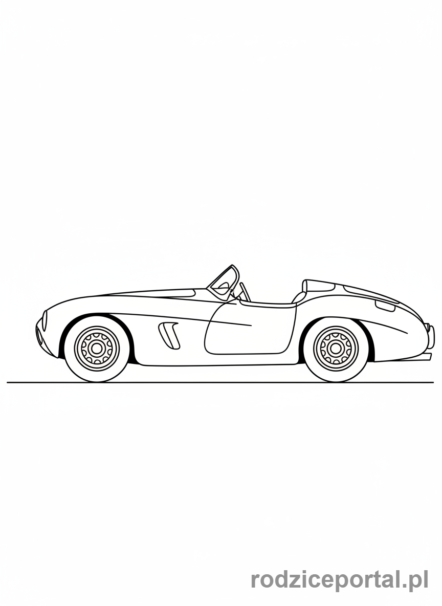 Kolorowanka Samochody Wyścigowe - Klasyczny samochód wyścigowy z lat 50-tych