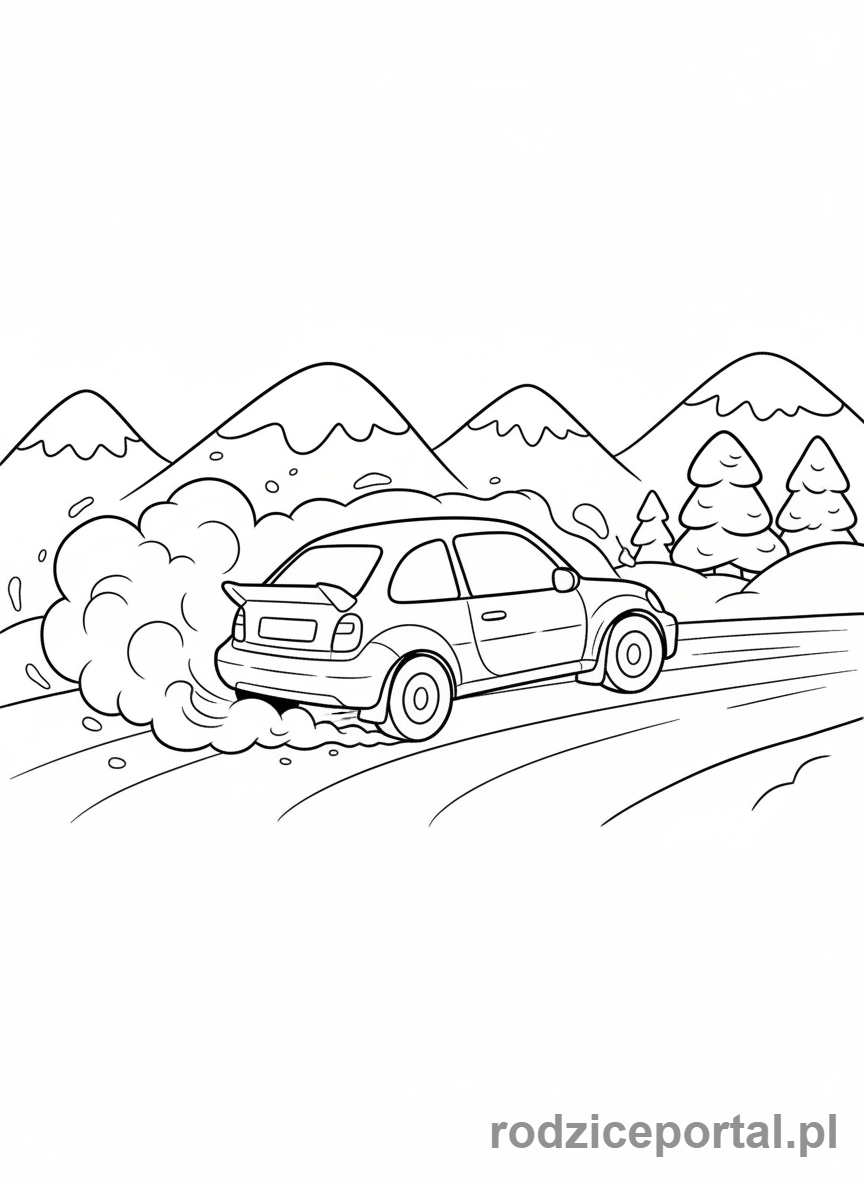Kolorowanka Samochody Wyścigowe - Rajdówka na śnieżnym torze.