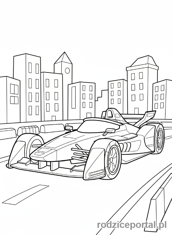 Kolorowanka Samochody Wyścigowe - Samochód wyścigowy Formuły E.