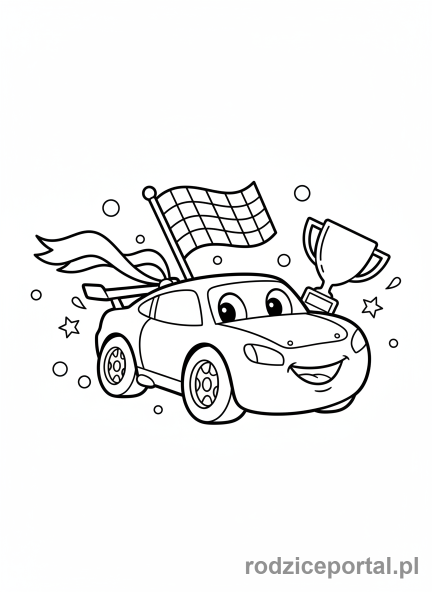 Kolorowanka Samochody Wyścigowe - Samochód wyścigowy z banerem 