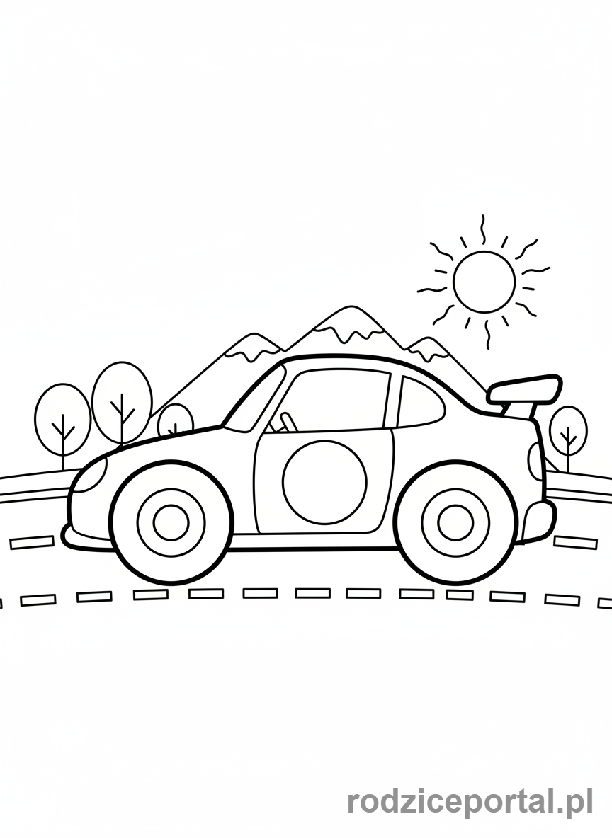 Kolorowanka Samochody Wyścigowe - Samochód wyścigowy z numerem 7.