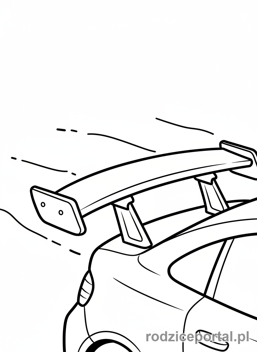 Kolorowanka Samochody Wyścigowe - Zbliżenie na spojler samochodu wyścigowego.